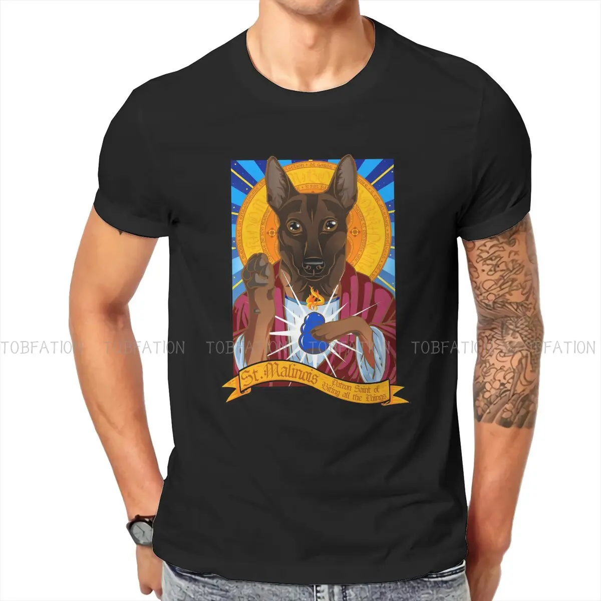 St. Malinois Belgian Dog Men Polyester T Shirt Classic Alternative O-Neck TShirt Harajuku Short Sleeve