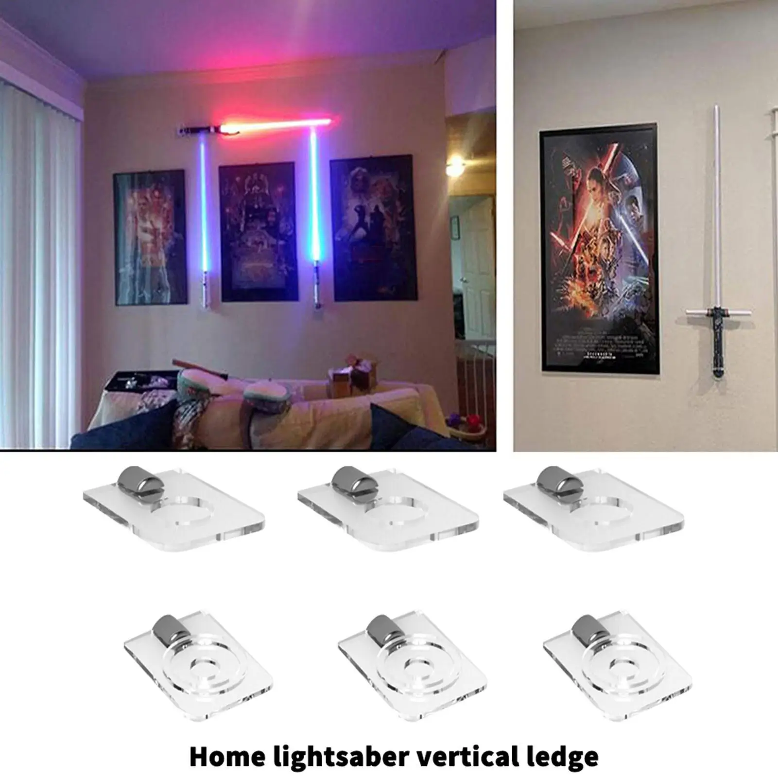 Acrylic Transparent Light Saber Universal Vertical Wall-Mount Display Racks Home Wall Decoration Lig