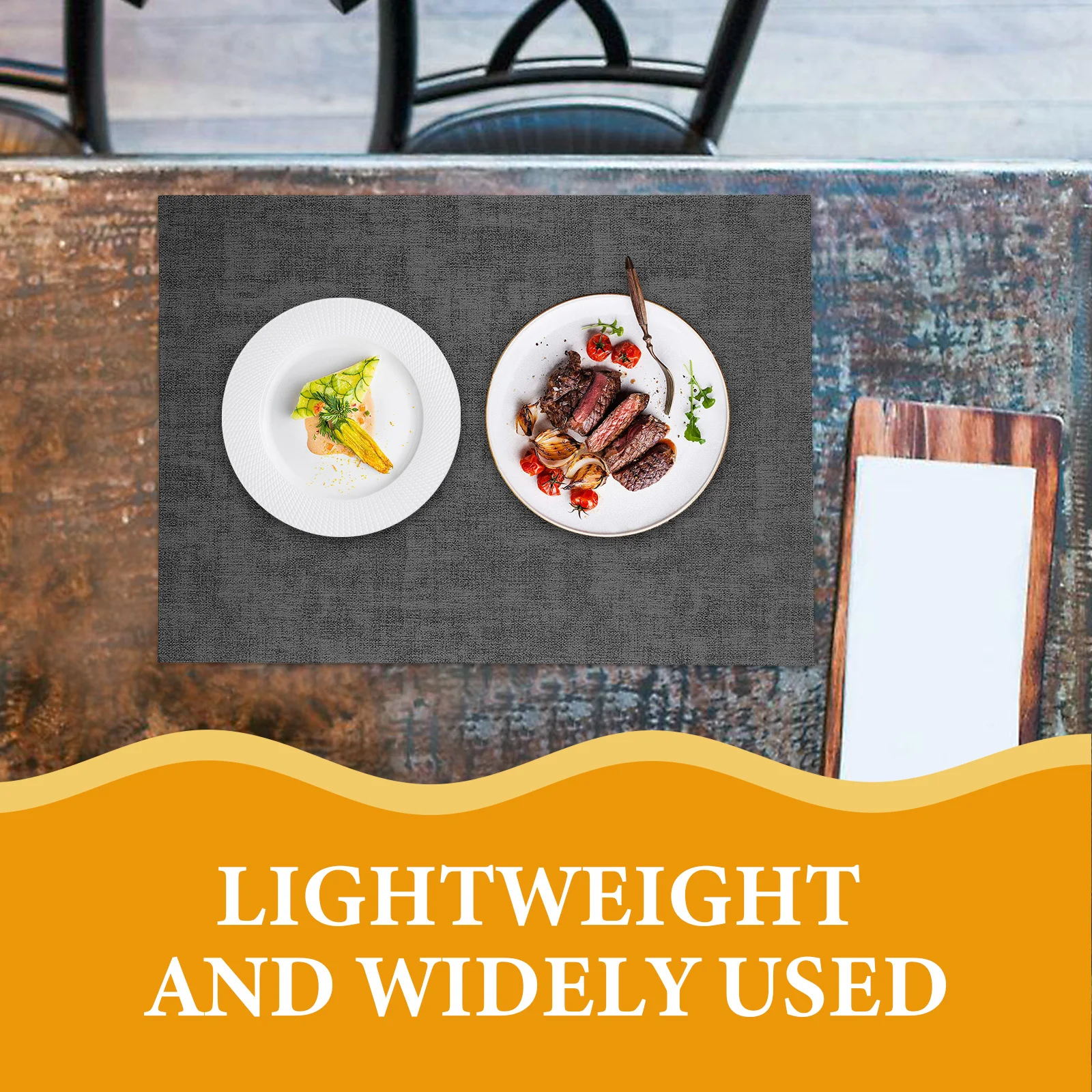 قطعتان من مفارش طاولة الطعام المقاومة للحرارة على الوجهين المقاومة للحرارة لمطعم الفندق المنزلي باللون الأسود #6