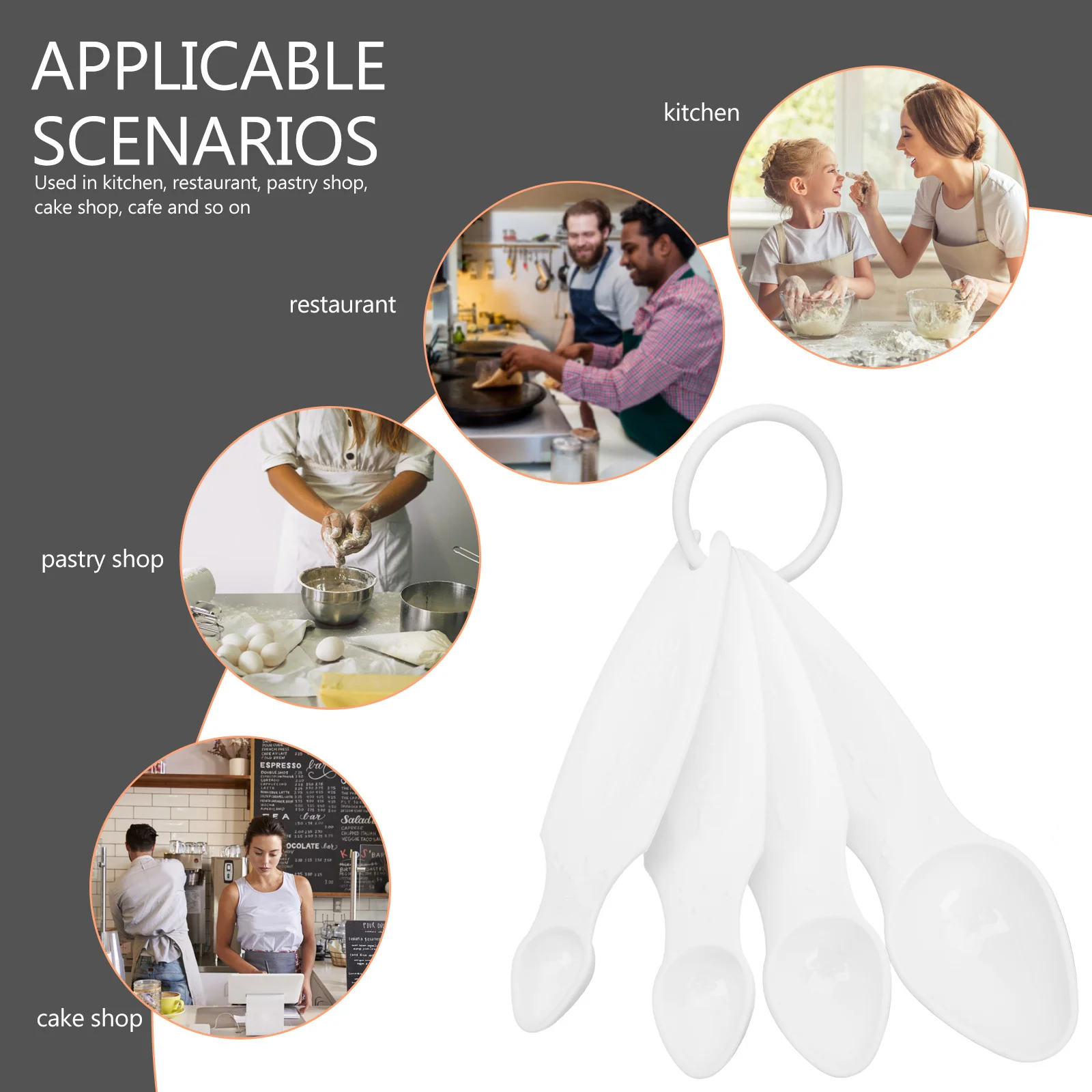 

4Pcs Braille Measuring Spoons Set for Visually Impaired Plastic Measuring Cup Sugar Coffee Powder Baking Accessories