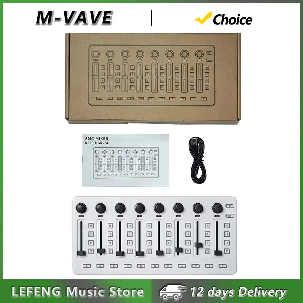 M-VAVE SMC-Mixer Wireless MIDI Controller Mixing Console Rechargeable Type-C Supply BT Connection for Mac/Windows/Ios/Android