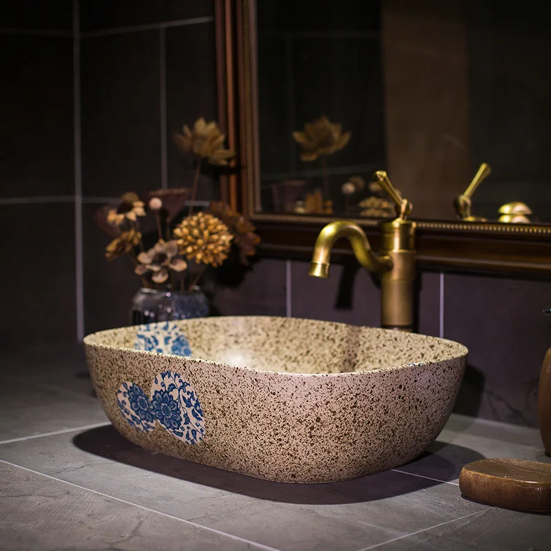 حوض مسرح فني ذو فم رفيع من البحر الأبيض المتوسط، حوض غسيل سيراميك أوروبي مربع #4