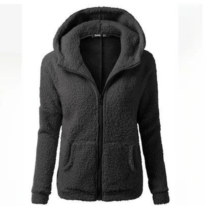 

Women's Hooded Sweatirt Woolen Sweater Jaet Thiened Long Sve Pure Color Commute Sle Winter Polyester Fiber Coat