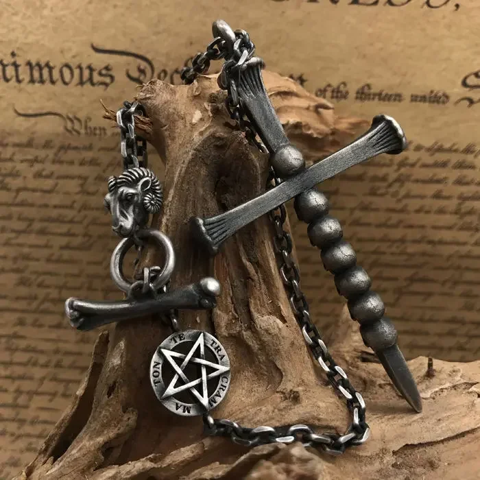 Multifuncional EDC Cross Pendant para colares masculinos, acessórios góticos ao ar livre, corrente de autodefesa, corrente de mão