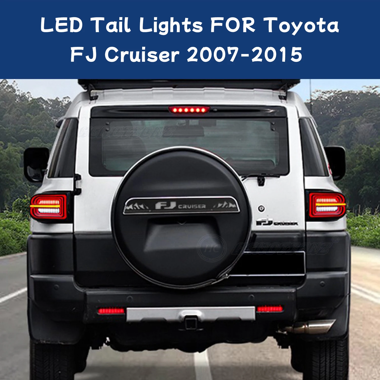 HCMOTIONZ LED Rear Lights for Toyota FJ Cruiser 2007-2015 Start UP Animation DRL Smoked 2PCS Tail Lamps Assembly