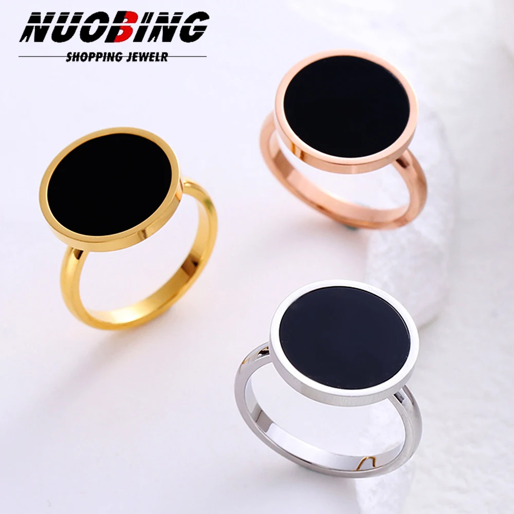 New Oval Enamel Women's Fashion Geometric Stainless Steel Rings Accessory Epoxy Glossy Disk Female Trendy Party Jewelry Gift