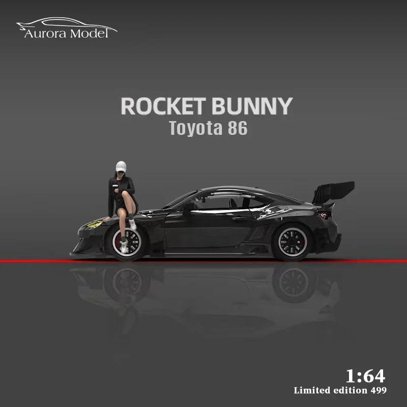 Aurora-Modell 1:64 RocketBunny Toyota 86, schwarz-weißes Panda-Automodell aus lackiertem Legierung