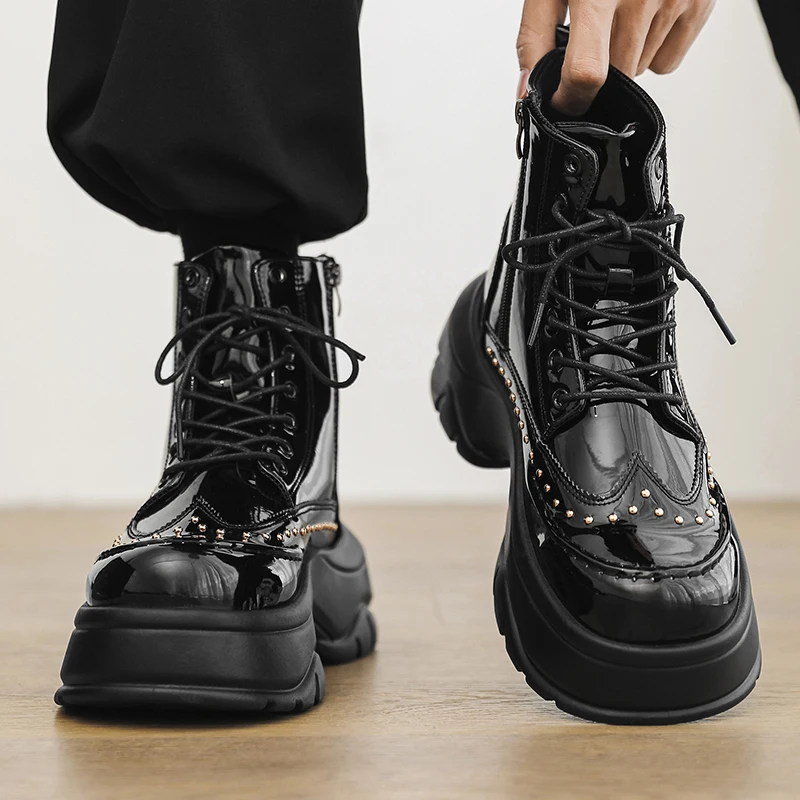 

Men's high-top trendy shoes for autumn/Winter 2025, thick-soled height-increasing shoes