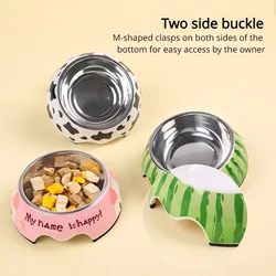 Super Good Quality Pet Bowl Stainless Steel Cartoon Dog Cat Food Feeder Imitation Ceramic Detachable Non Slip Bowls Pet Supplies