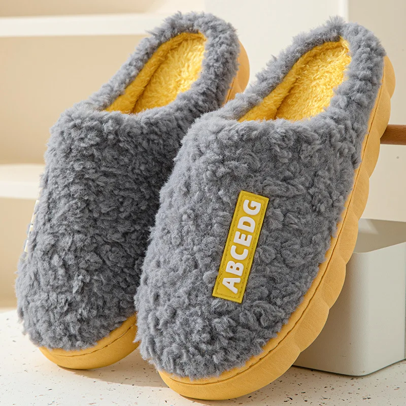 Men Women Flip Flops Warm Fluffy Slippers Home Slides Casual Cotton Shoes New Arrival Winter Couple Indoor Non-slip Mule For