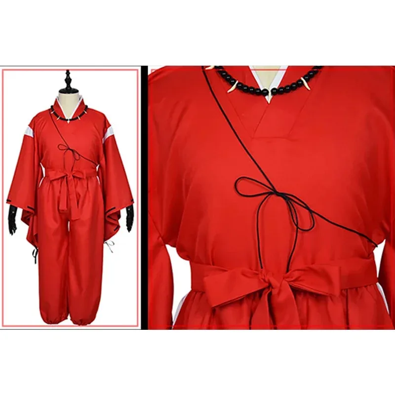 Anime Inuyasha Cosplay Costumes Kimono Halloween Costumes for Men Role Playing Clothing Suit Wig Party Red Uniform Full Set