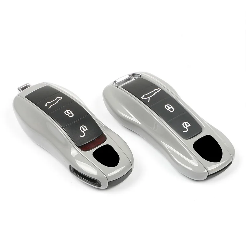 3-piece set Suitable for Porsche car key case Cayenne Macan911 Panamera 718Taycan  Dumb gray key case