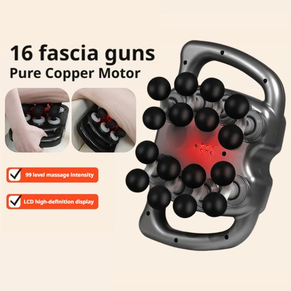 

16-Head Fascia Massage Gun High Frequency Vibration Body Neck Shoulder Back Waist Massager Professional Muscle Massage Machine