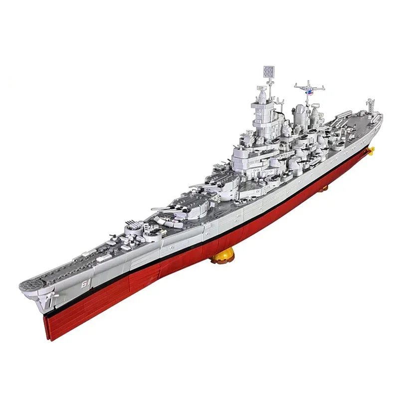 MOC USS Lowa BB-61 Battleship Ship Building Blocks Set World War II Military Warship Boat Bricks Toys Children Birthday Kid Gift