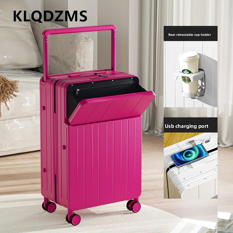 KLQDZMS Valigia multifunzionale con apertura frontale Scatola d'imbarco Trolley per laptop 20 "22" 24 "26 pollici Scatola password per studenti Bagagli
