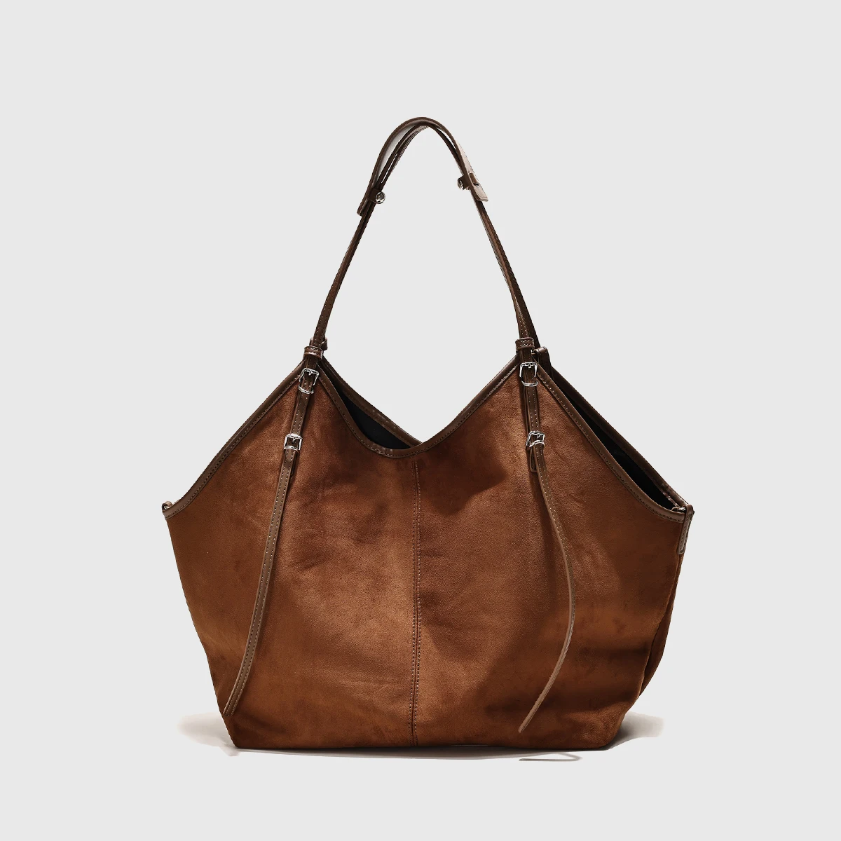 

Retro Simple Women's Lazy Style Suede PU Leather Handbag Commuting Large Capacity Double Handle Soft Single Shoulder Underarm Ba