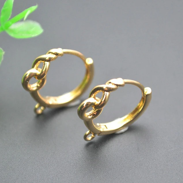 30pc Twisted Round Circle 18K Gold Color Hoop Earring Hooks Clasps Jewerly Making Accessories