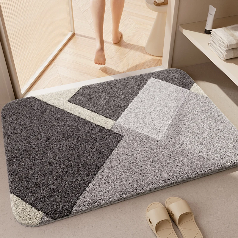 

VIKAMA Japanese Faux Cashmere Bathroom Water-Absorbent Non-Slip Quick-Drying Bathroom Toilet Restroom Door Foot Mat Home Decora