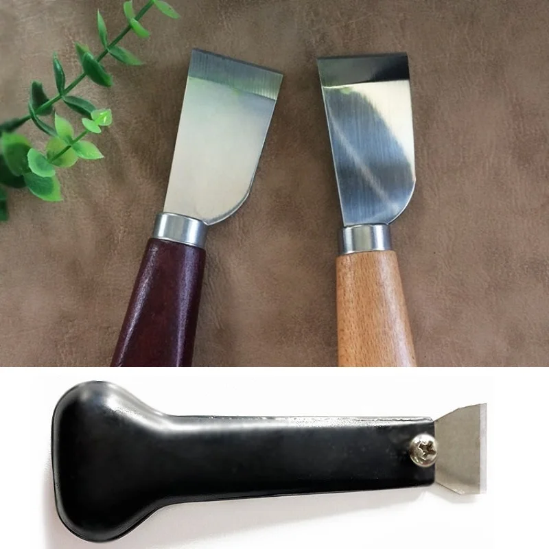 Leather Skiving Knife Cutting Knife With Wooden Handle Leather Skiver For DIY Leathercraft Working Tool