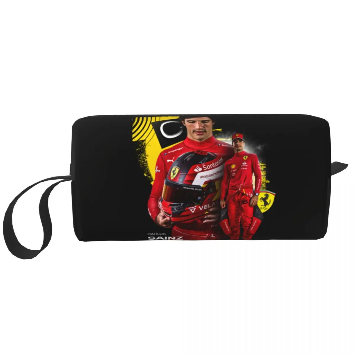 Custom Carlos Sainz 55 Formula Racing Driver Toiletry Bag for Women Cosmetic Makeup Organizer Ladies Beauty Storage Dopp Kit Box