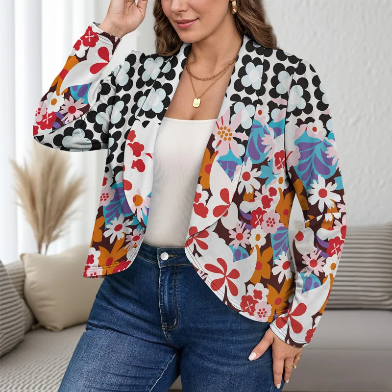 

Light And Comfortable Camouflage Autumn Womens Large Lapel Suit Jacket Stylish And Casual Printed Womens Suit Jacket 2025 New
