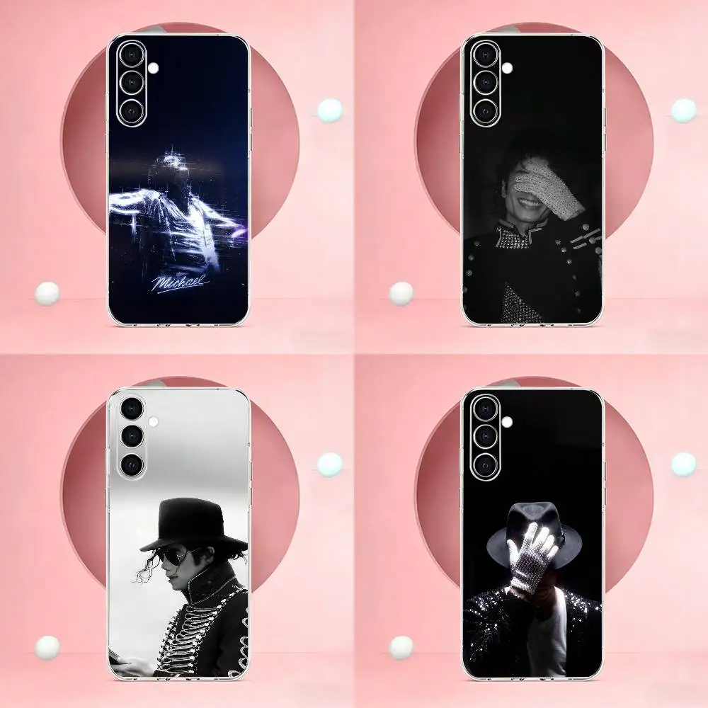 POP KING M-Michael Jackson Phone Case Transparent Soft TPU Case For Samsung A73,A72,A70,A71,A53,A52,A51
