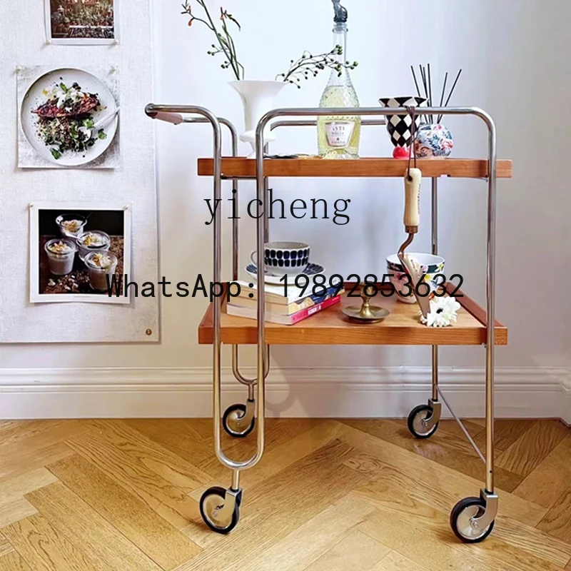 

B-4 corner few solid wood movable trolley cherry apartment coffee table sofa side table