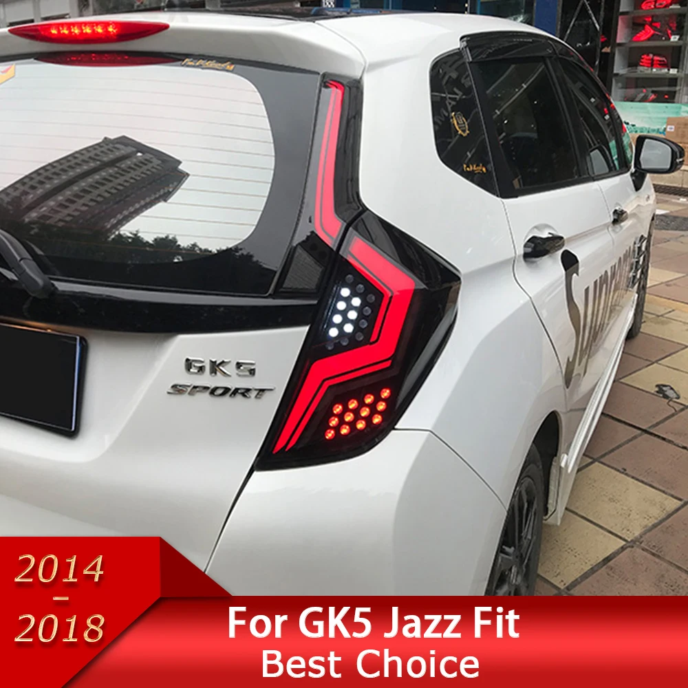 Автомобильные фары для Fit Jazz 2014-2018 GK5 светодиодный, автомобильная задняя фара в сборе, Модернизированная динамическая Гипсофила, дизайн, инструменты для выделения, аксессуары