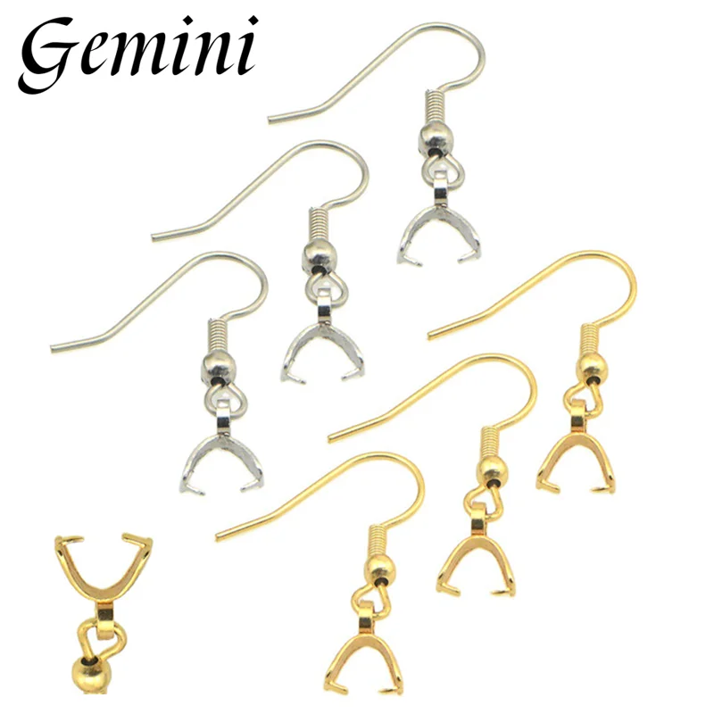 Wholesale 50Pcs 316L Ear Hooks With Pinch Bails For DIY Dangle Earrings Clasps Jewelry Making Accessories Fittings Supplies