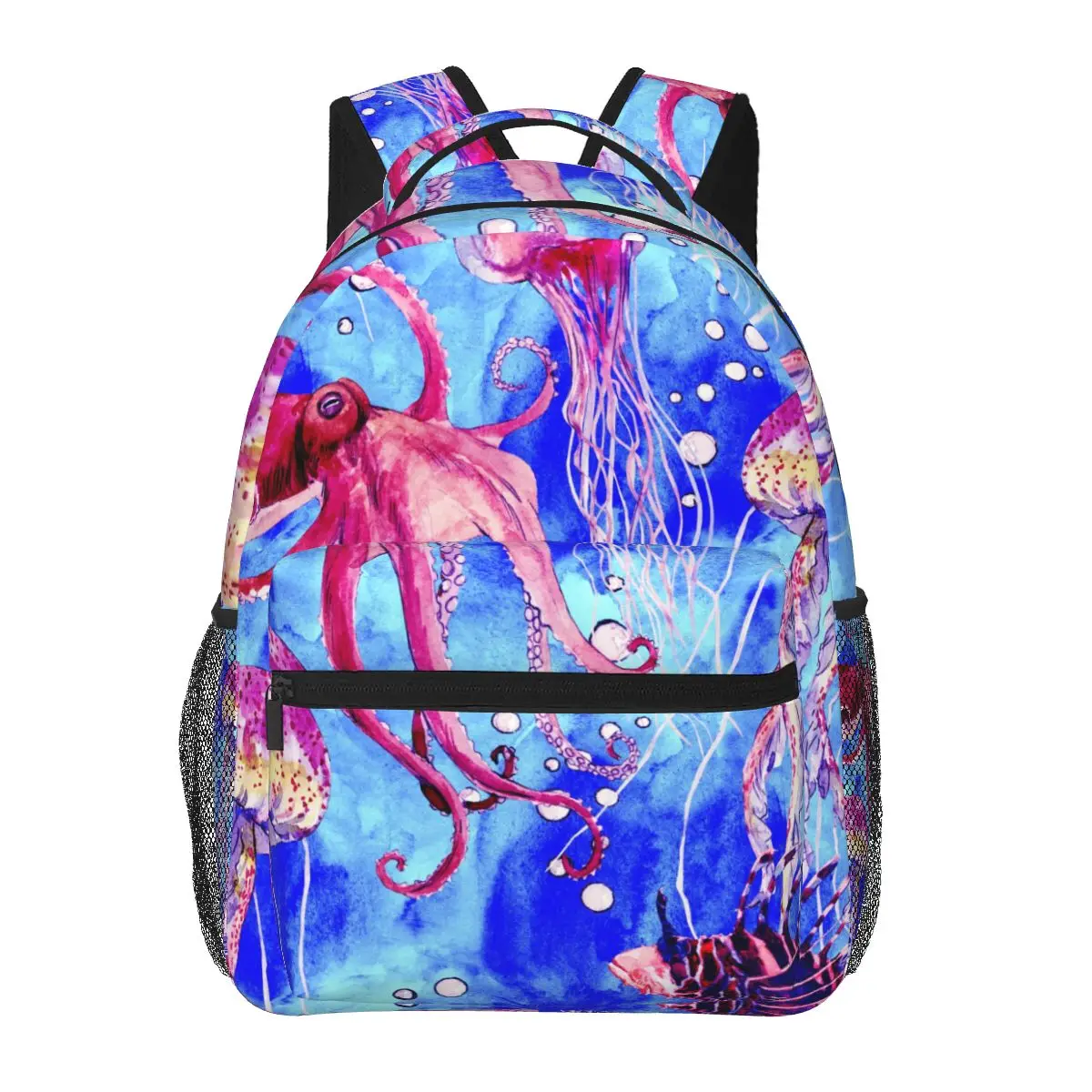 

Unisex Red Octopus Lionfish Jellyfish Female Travel Daypack Laptop Backpack Book Schoolbags Feminina School Casual Women Bag