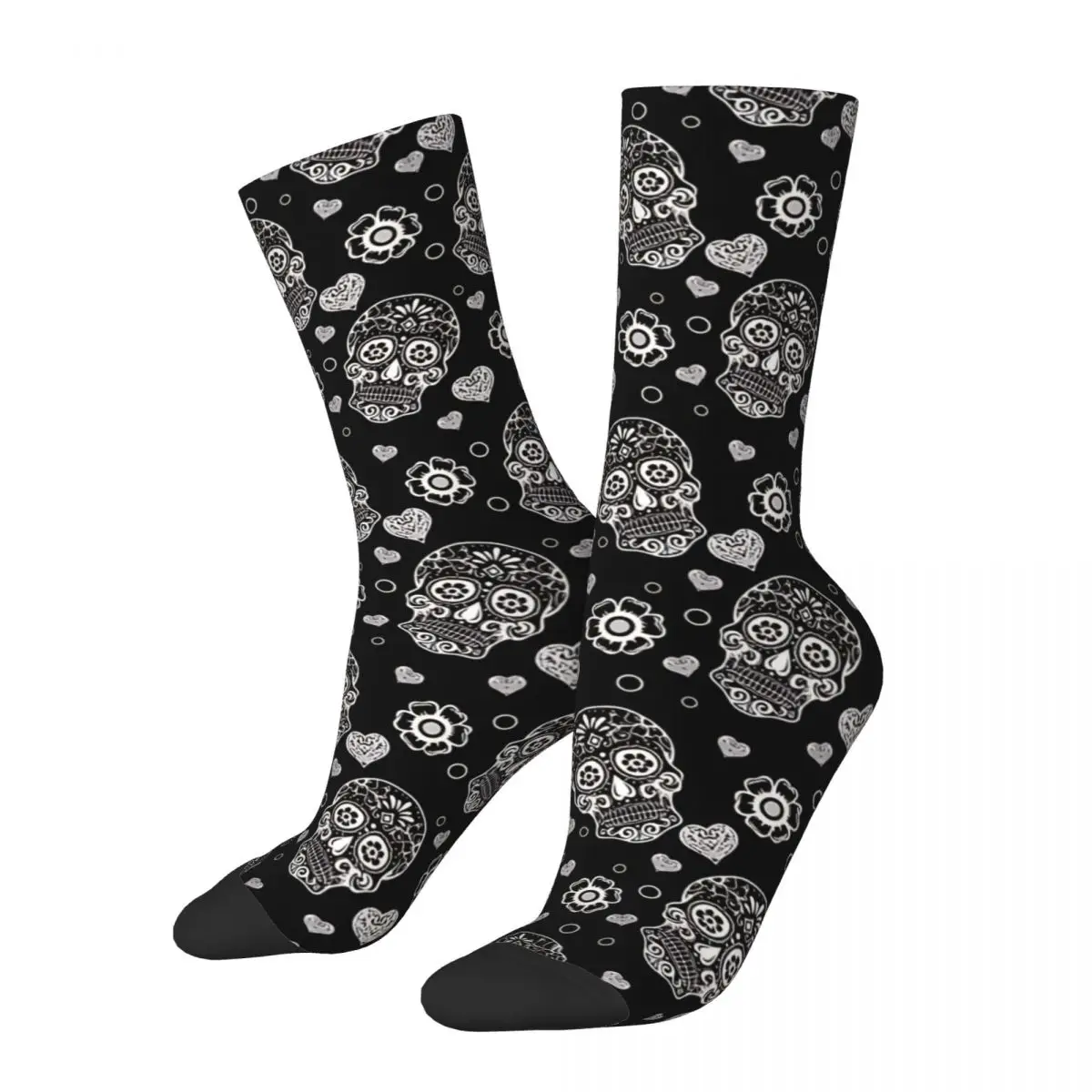 

Funny Happy Sock for Men Sugar Skull Vintage Day of the Dead Breathable Pattern Printed Crew Sock Seamless Gift