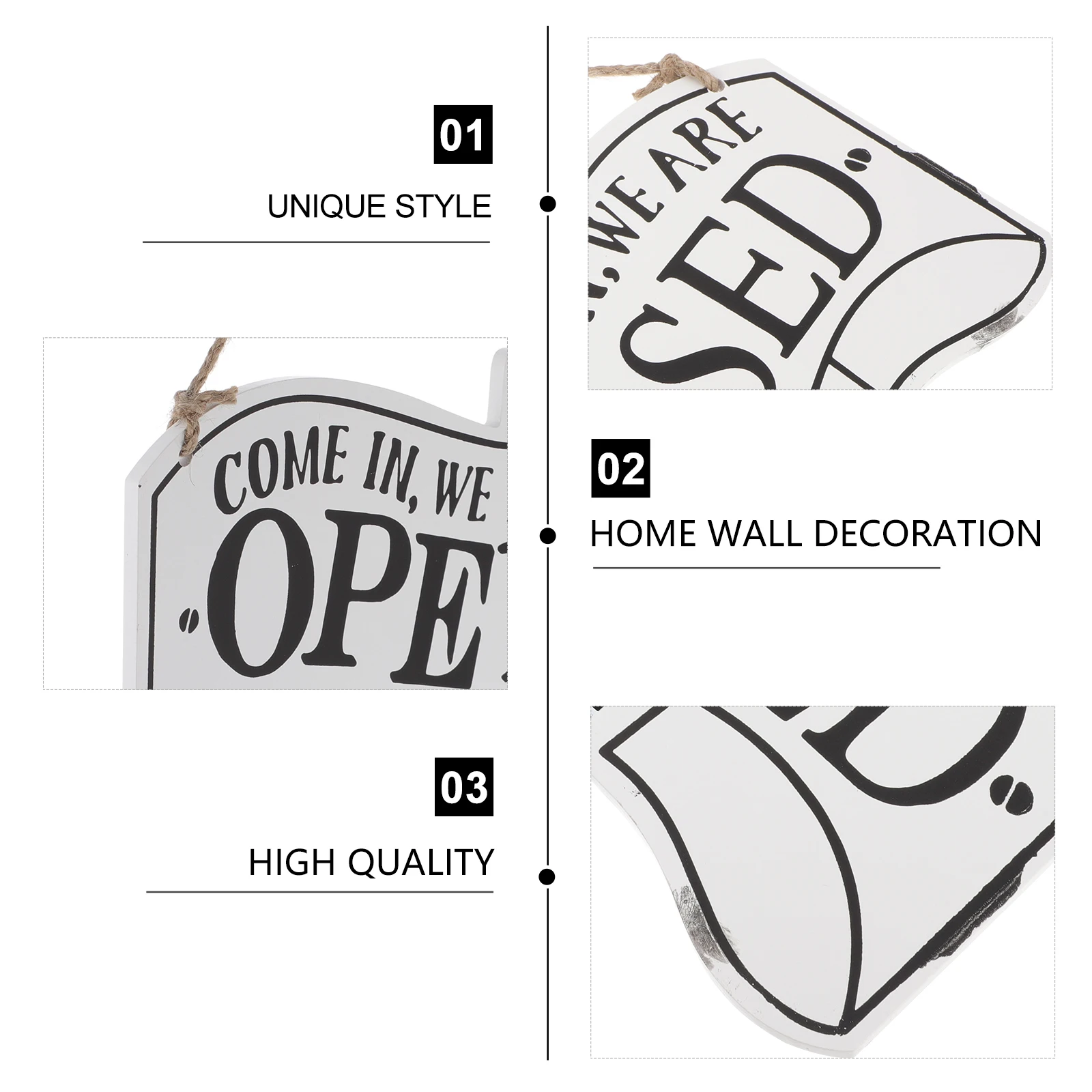 

1Pcs Coffee Decoration Door Plaque Vintage Double Side Wood Hanging Open Sign for Shop Cafe Open and Close Signs