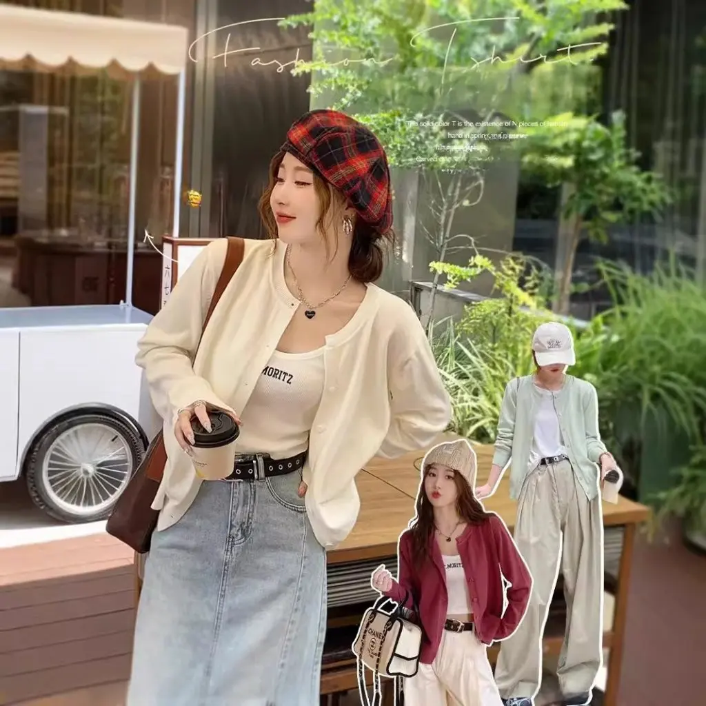 

Women's Long-Sleeved Knitwear Jacket Korean Style Loose Slim Outer Cardigan Top New Fashion