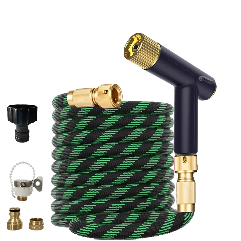 

Садовый шланг, расширяемый двойной металлический соединитель, резиновая катушка высокого давления, волшебные водопроводные трубы для орошения водой на ферме в саду