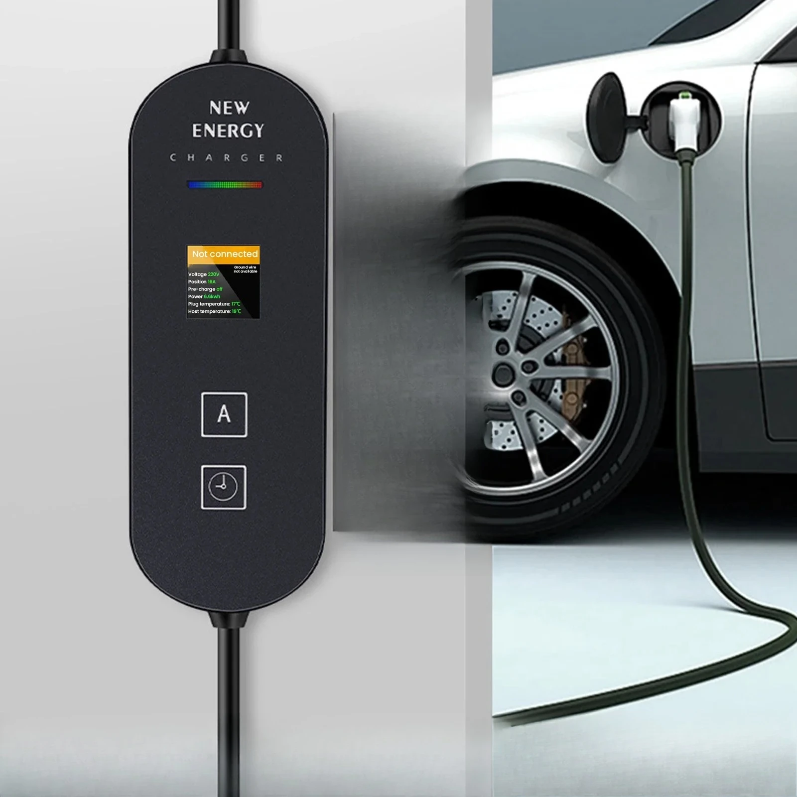 

l L Зарядный кабель EV Type 2, портативное домашнее быстрое зарядное устройство EVSE, совместимое со всеми разъемами для электрического C