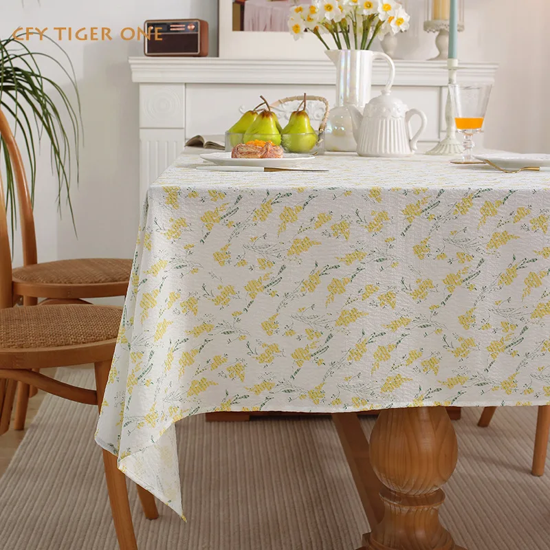 American Style Countryside Fresh Floral Tablecloth Antifouling Rectangular Tablecloth Oil Resistant Coffee Table Mat Table Cover