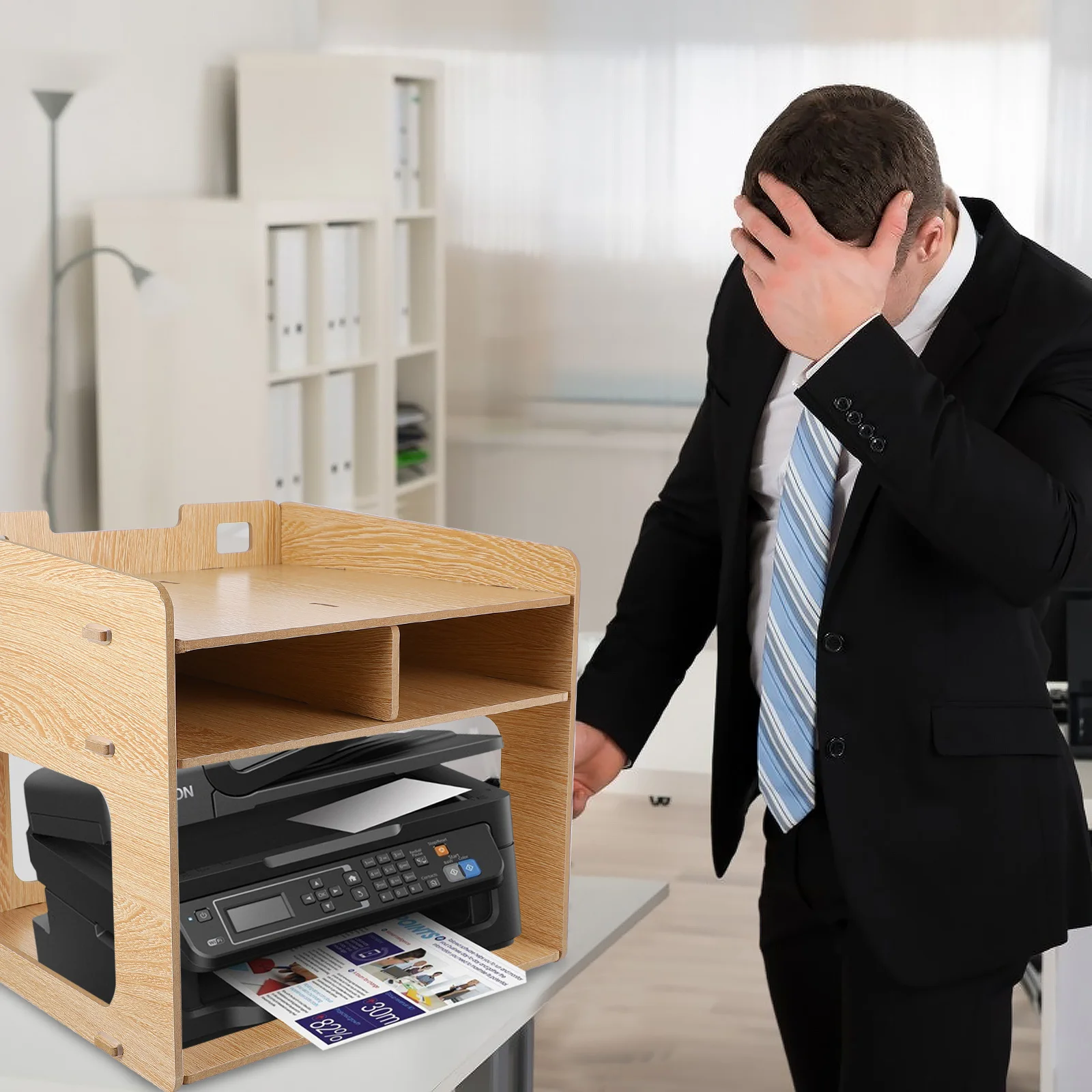 

Exquisite Wooden Desktop Printer Stand Organizer with Peel Resistant Color for Home Office Desktop Printer Stand