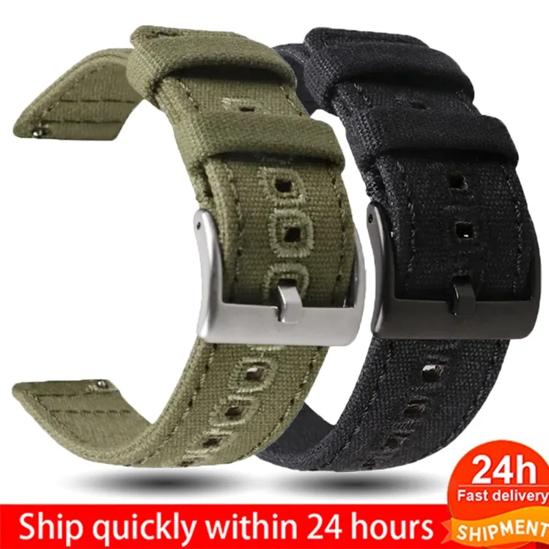 18mm 20mm 22mm Nylon Canvas Strap for Samsung Watch4 5 6 40mm 44mm 45mm Quick Release Braided Bracelet for Huawei for Seiko Belt