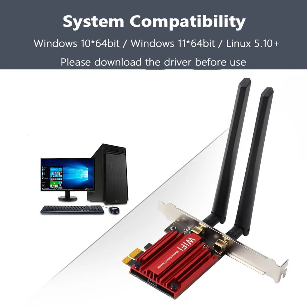 

Well Made-Wifi 7 BE200 Pro Pcie Беспроводной сетевой адаптер BT5.4 Tri Band 2,4G/5G/6Ghz Беспроводная карта Wi-Fi BE200 для Win11 Linux Du