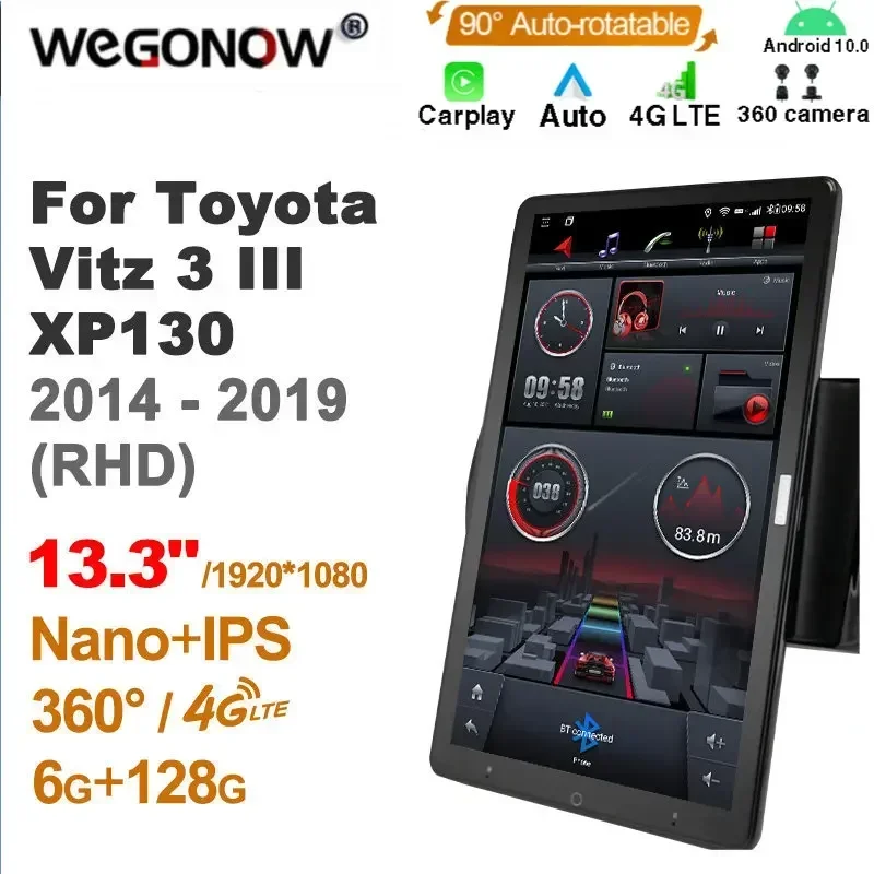 TS10 Android10.0 Ownice Car Radio Auto for Toyota Vitz 3 III XP130 2014 - 2019 13.3'' No DVD support Quick Charge Nano 1920*1080