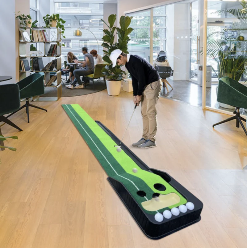 2026 Indoor Outdoor Portable Mini Golf Putting Mat with Automatic Ball Return Retriever Plastic Base for Golfer Training Practic