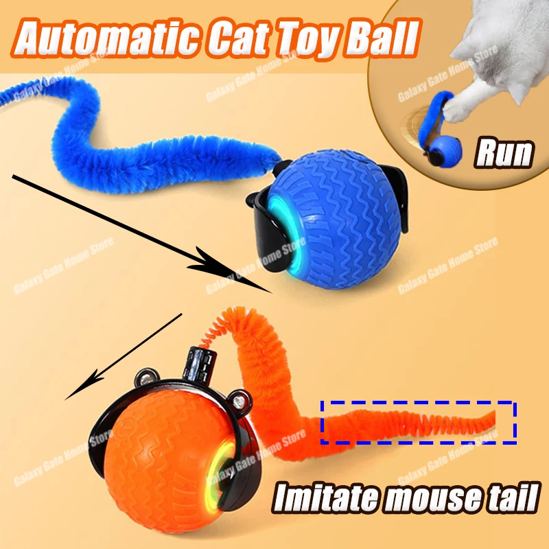 

Automatic Imitation Mouse Tail Cat Toy Ball Type-c Charged Automatic Obstacle Avoidance Pet Rolling Toy For Consuming Pet Energy