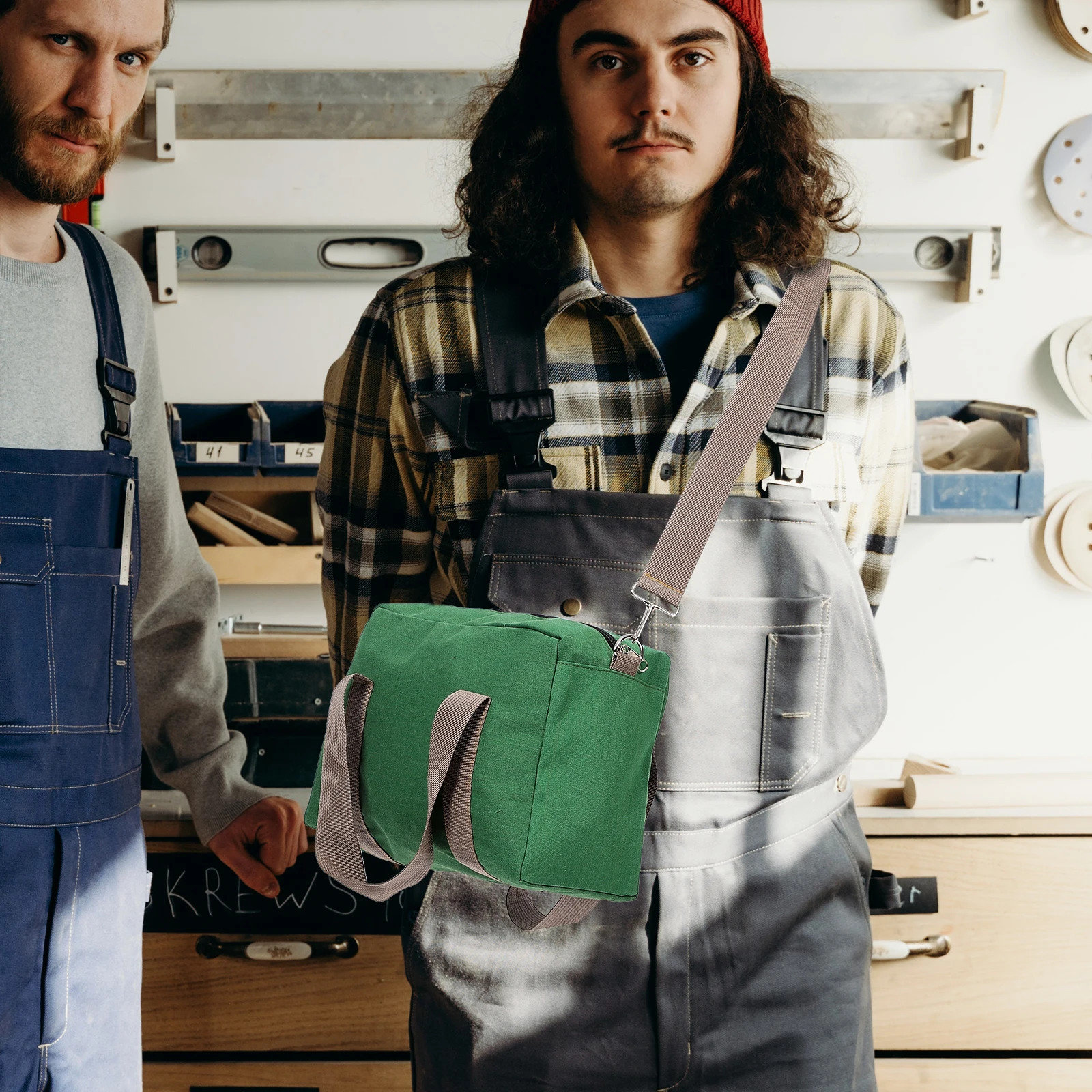 

Canvas Tool Bag 12 Inch Olive Green Large Capacity Pouch Shoulder Strap for Electricians Outdoor Car Storage ganizer