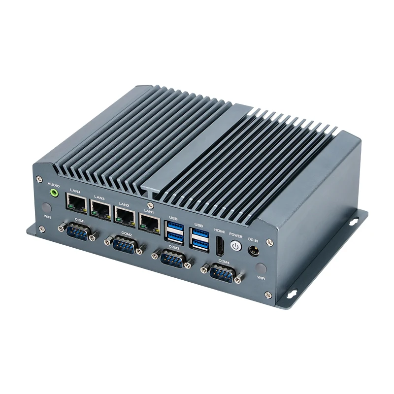 XCY Mini PC industrial i7-8565U 4x Intel i211AT Ethernet 6x COM 8x USB GPIO LVDS compatible con WiFi 4G Win10/11 entrada Linux DC9V-36V