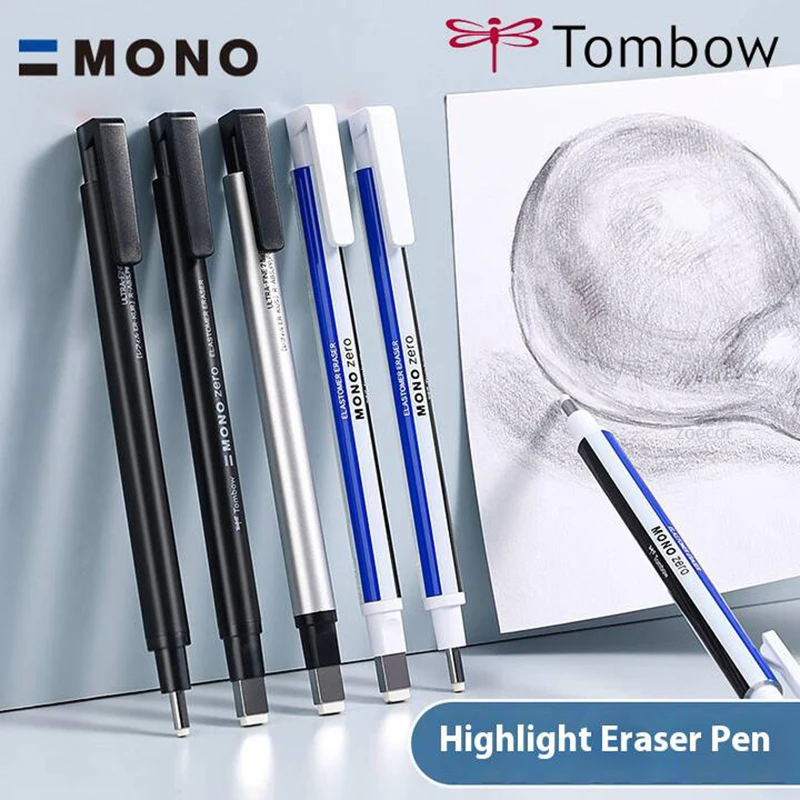 Tombow Precision Refillable Eraser Pen for Artists Japanese Metal Tip 50mm Hard Eraser Core Anti-Break 0.7mm Fixed Lead Supplies