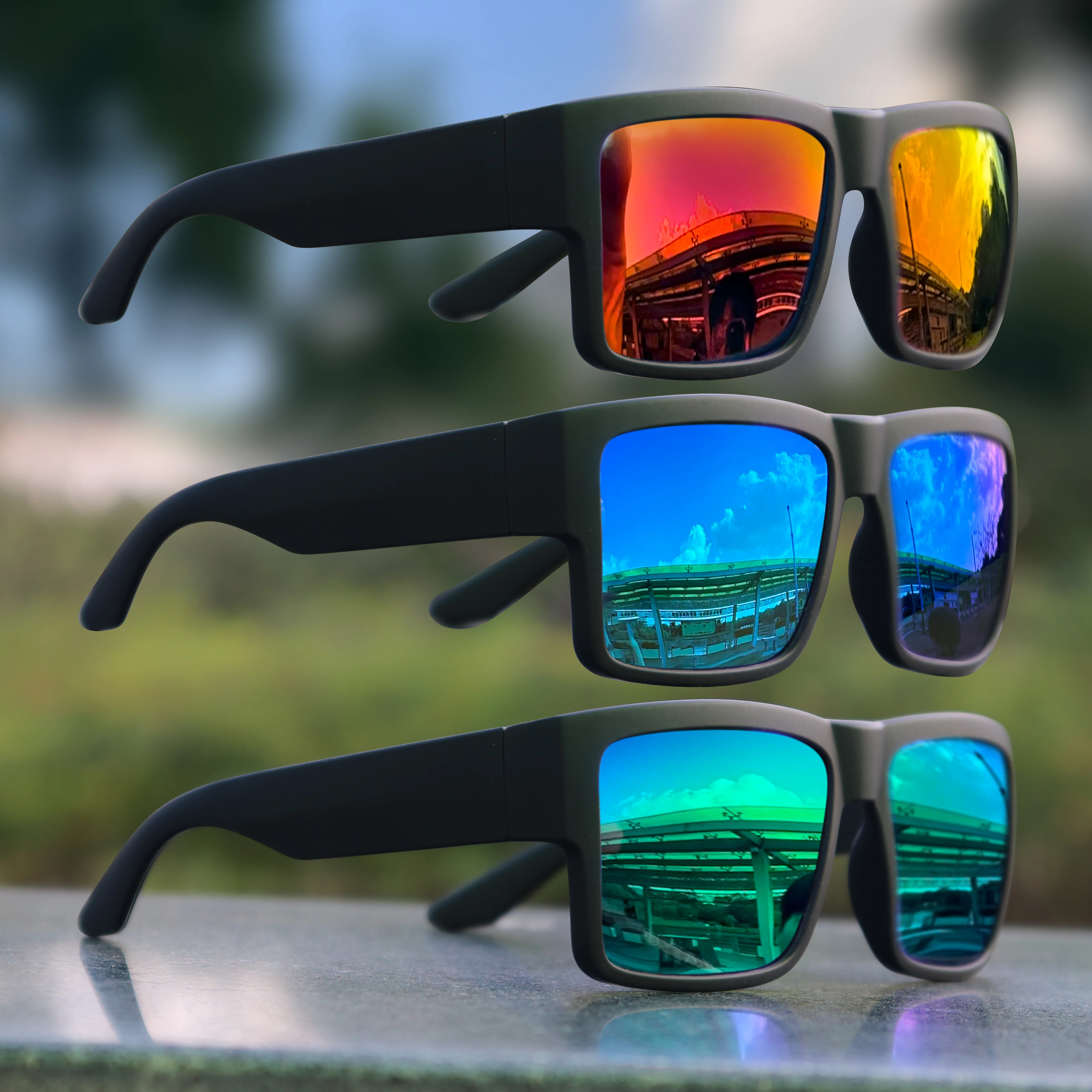 1PC/3PC Retro Quadratische Sonnenbrille für Männer, dicker, stabiler Rahmen, blendfrei, perfekt zum Fahren, Angeln im Freien, UV400
