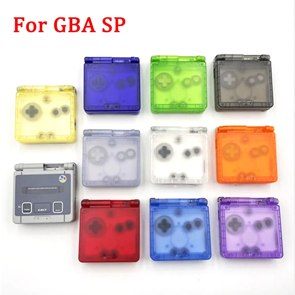 Transparent Shell Case for GBA SP Console Clear Case For Gameboy Advance SP Classic NES Shell with Buttons and Conductive pads