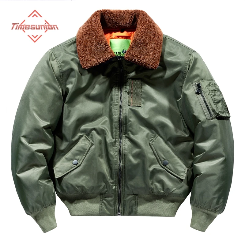 

Winter Army Green Thickened Parka Tactical Military Jacket with Removable Fur Collar Pilot Air Force Style Coat Bomber Overcoat