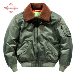 Winter Army Green Thickened Parka Tactical Military Jacket with Removable Fur Collar Pilot Air Force Style Coat Bomber Overcoat