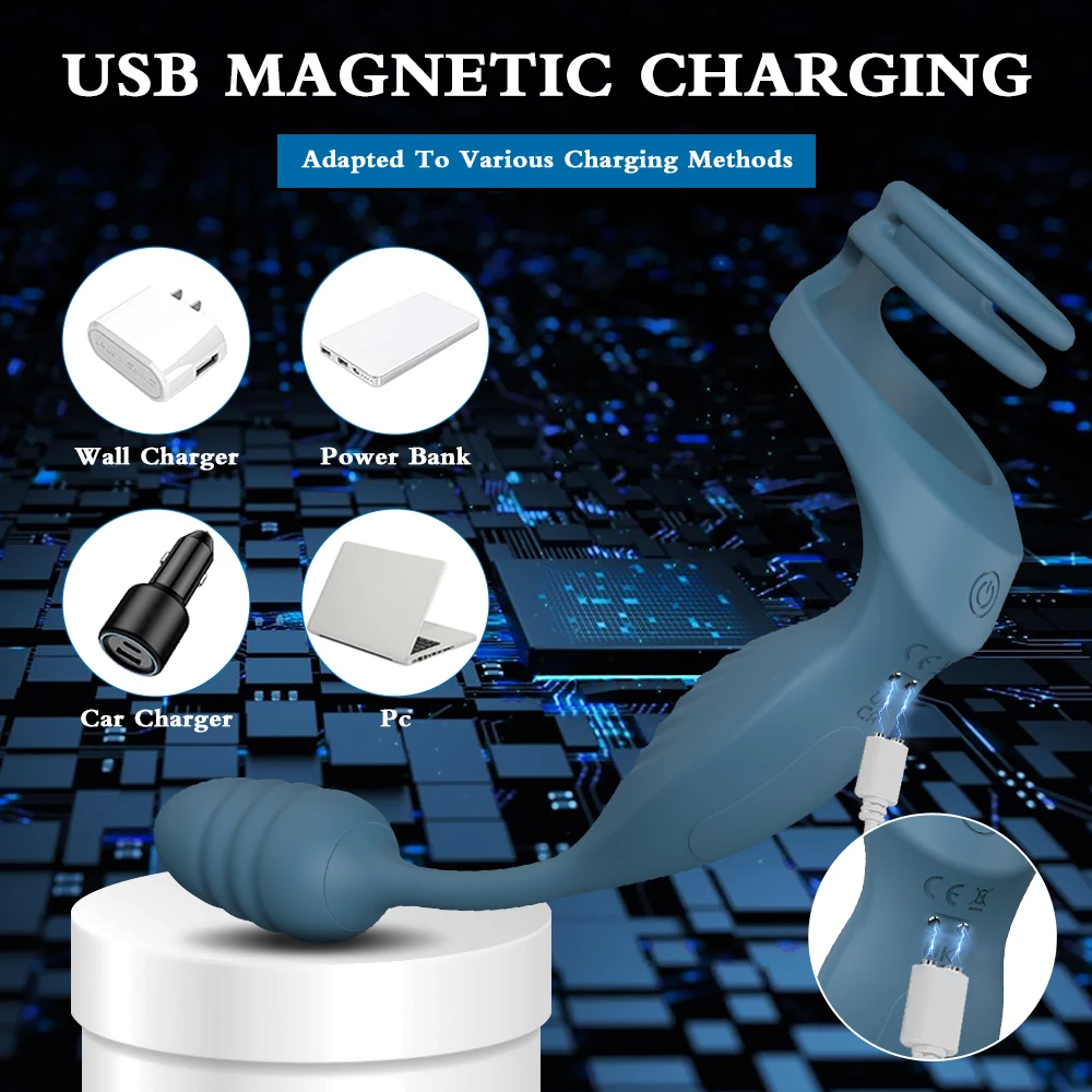 振動式ペニスリング前立腺アナルバットプラグ射精遅延睾丸陰嚢会陰マッサージ器男性用大人のおもちゃ